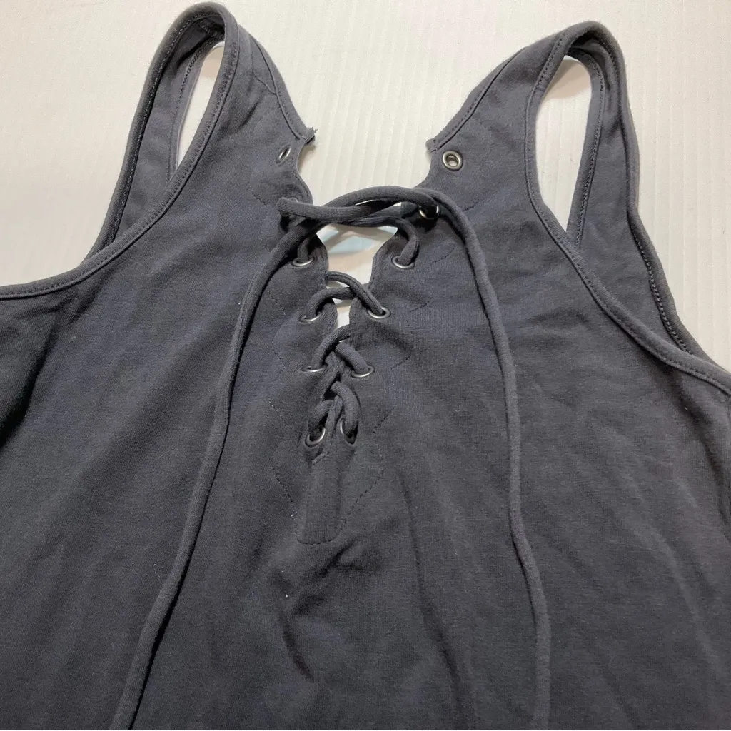 American Eagle Body Suit Women Size S Charcoal Gray Lace Up Tank Top - Image 2