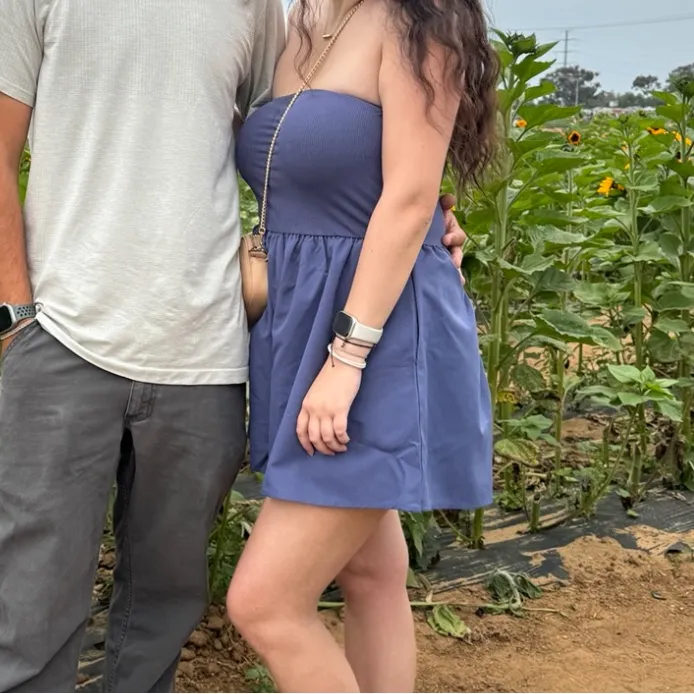 SheIn Dusty Blue Strapless Romper - Image 8