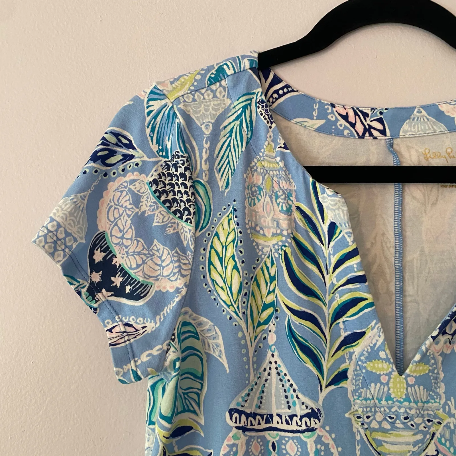 Lilly Pulitzer Sophiletta Dress Blue Lantern Knee Length Short Sleeve Medium - Image 3