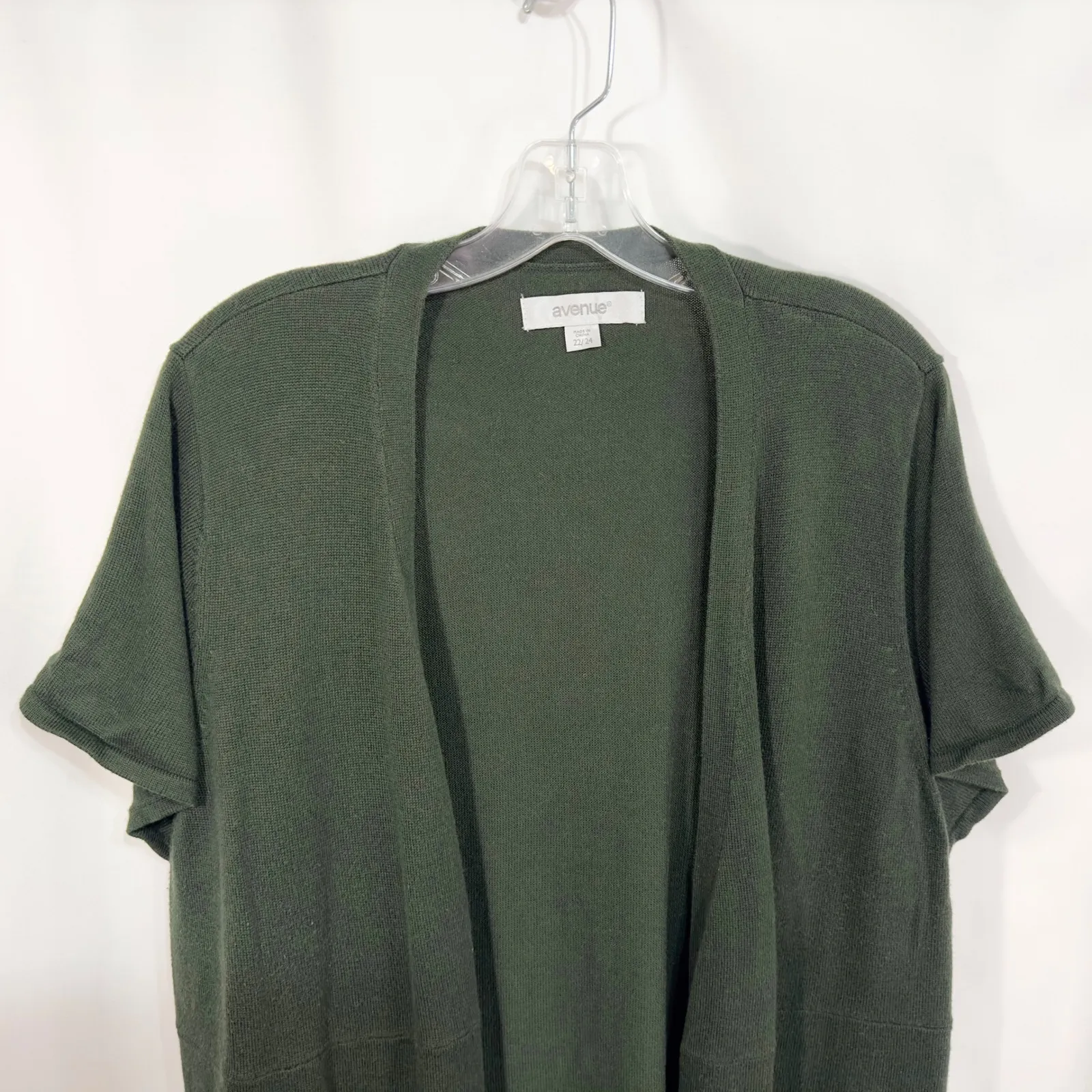 Avenue Plus Size 22W 24W Shrug Olive Green Cardigan Open Front Short Sleeve 305‎ - Image 4