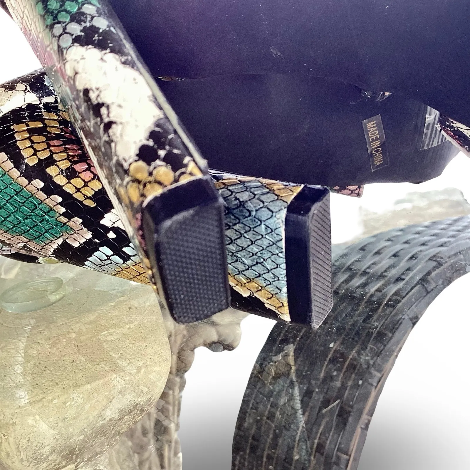 Anne Michelle Faux Snakeskin Metallic Heels - Image 6