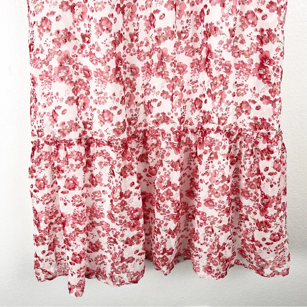 LULUS Sweetly Blooming Ivory Floral Lined Tiered Maxi Skirt, Size Medium - Image 7
