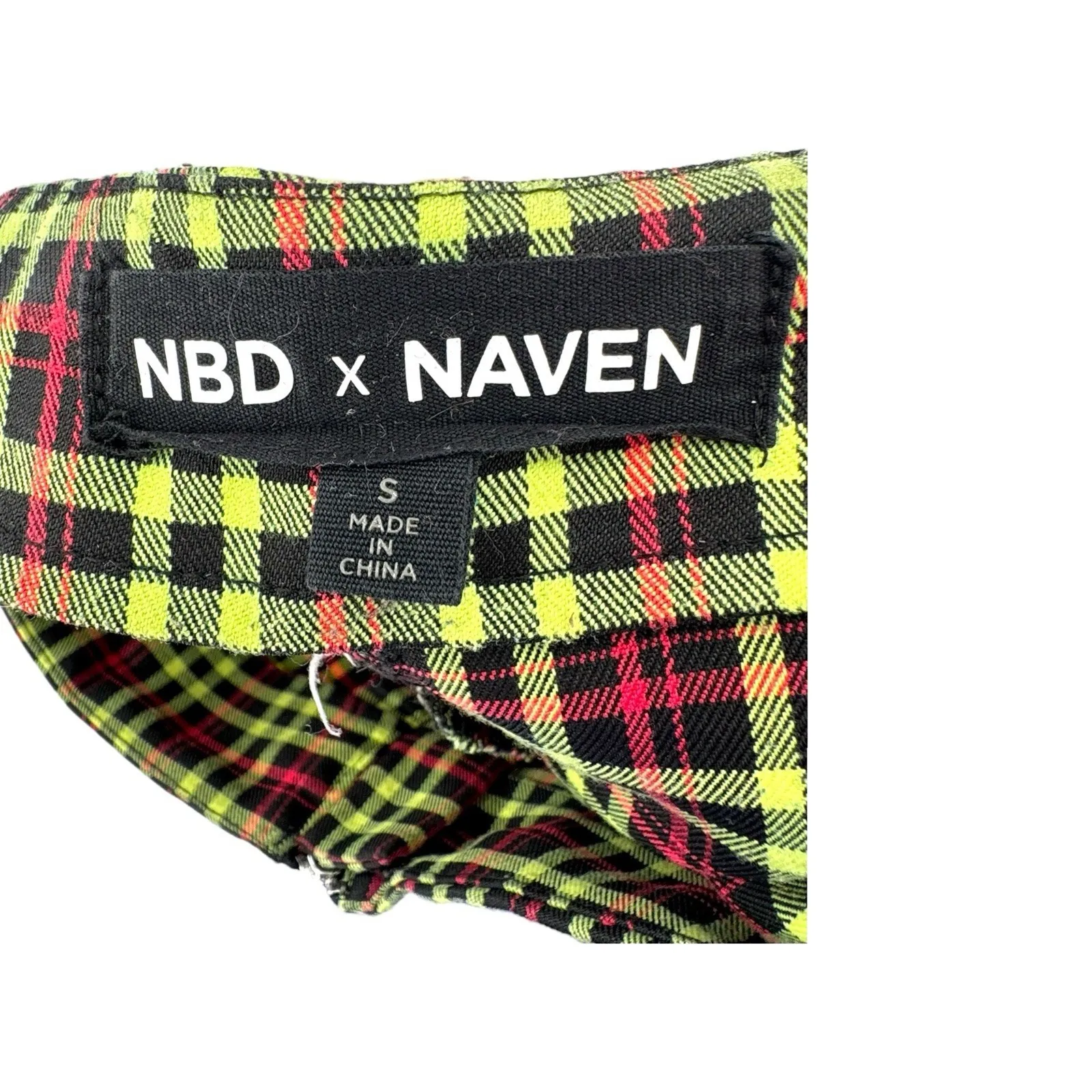 NBD x Naven Plaid Crop Top & Pants Set XS/S Red Yellow Black Check‎ 2-Piece - Image 9