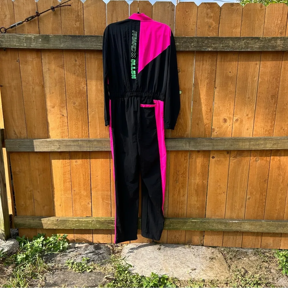 ASOS Collusion Brand Ski Style Indoor/outdoor Jumpsuit size 10 black pink retro‎ - Image 11