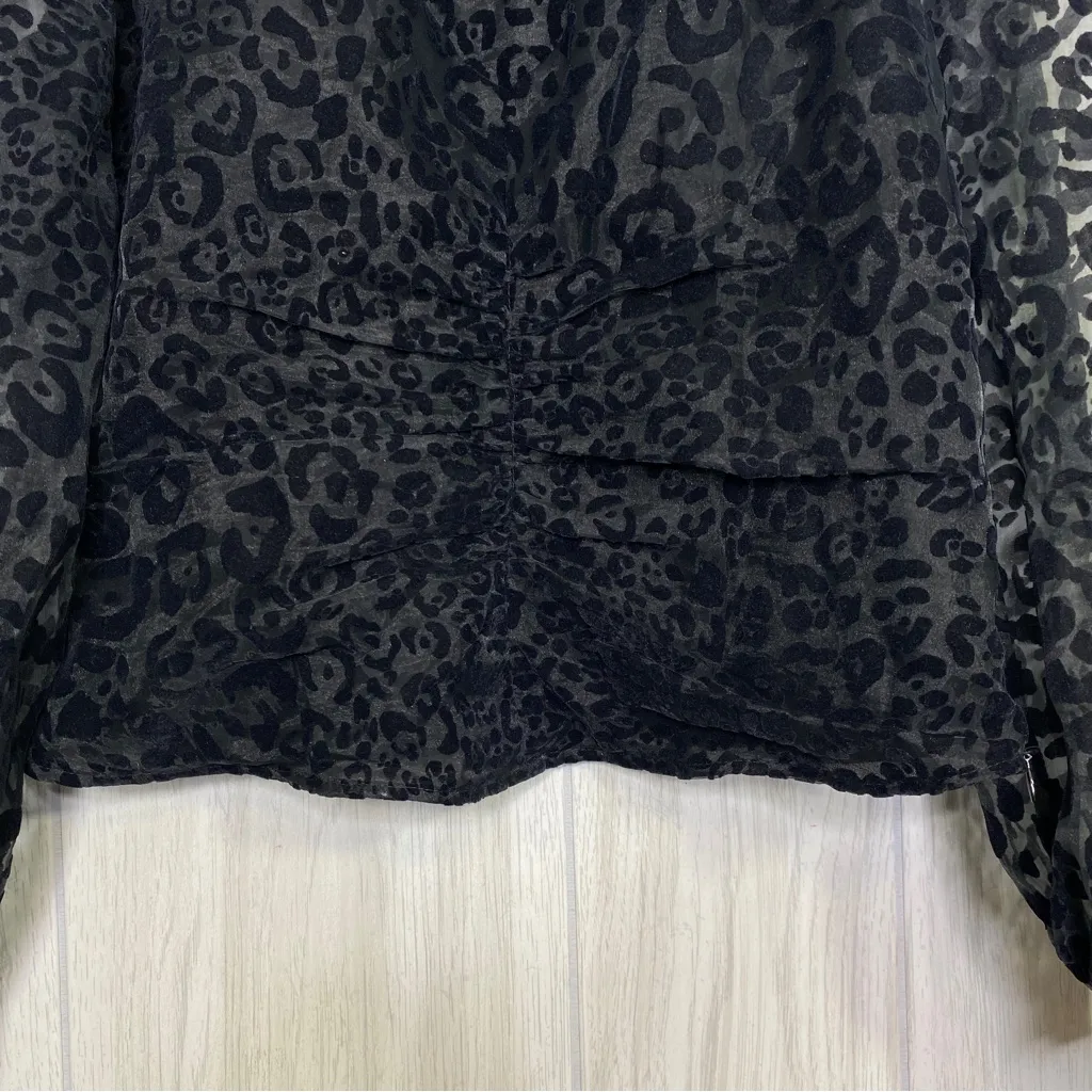 Zara Organza Velvet Animal Print Puff Sleeve Top size M Medium - Image 7