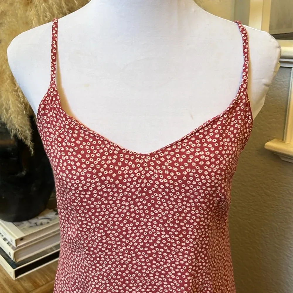 Red Floral Slip Dress, Size Small - Image 2