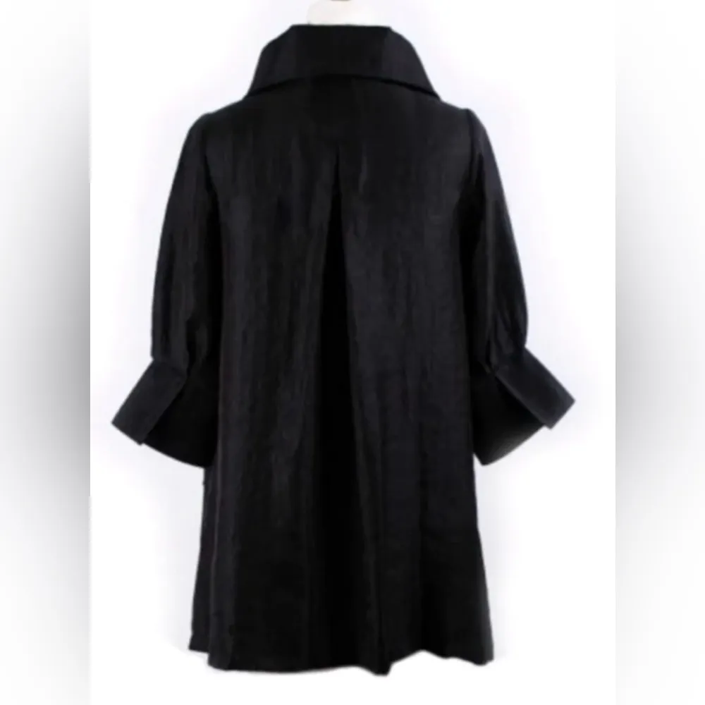 DAMEE NYC BLACK LONG
SWING JACKET WITH
POCKETS - Image 4