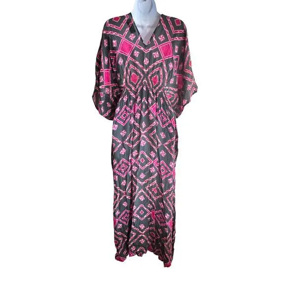 Rujuta Sheth‎ Marie Cinch Kaftan Diamond Print OS Boho feminine - Image 3