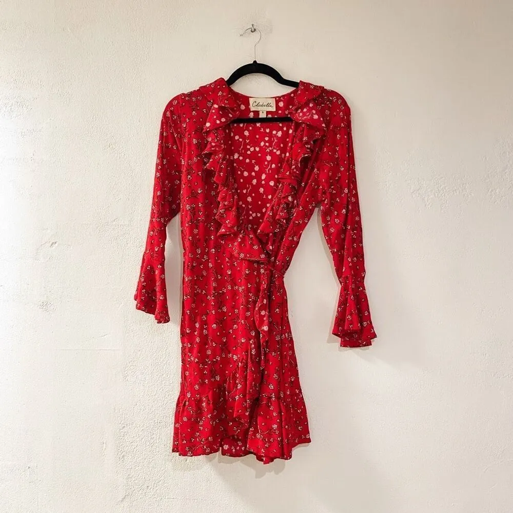 Cleobella Floral Wrap Mini Dress in Red Small - Image 2