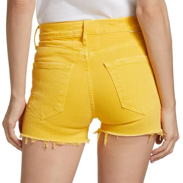 NWT MOTHER The Dazzler Seamed Yoke High Waist Shorts in Yellow Size 25 - Image 2