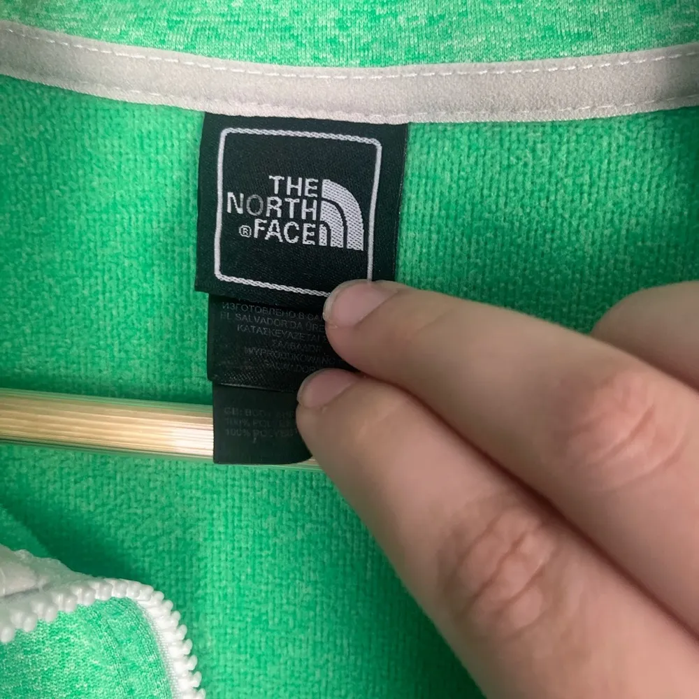 The north face bright green white detailing zip up jacket  size small - Image 3