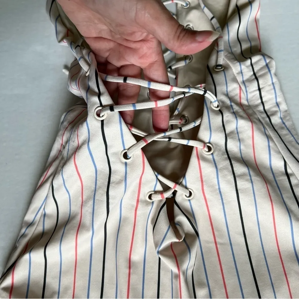 Tavik by madewell Monahan Lace-Up One-Piece Swimsuit in Horizon Stripe xs - Image 8