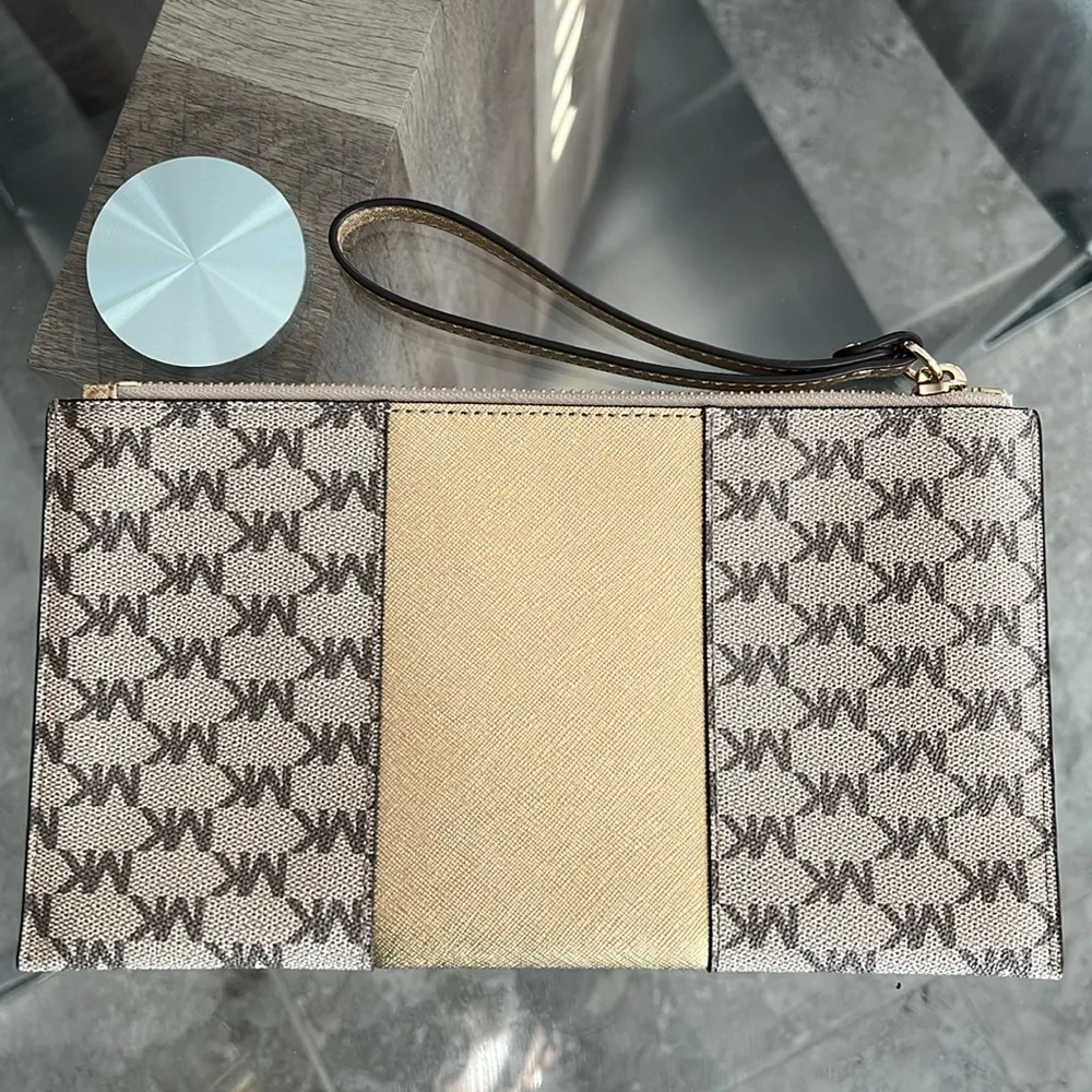 Michael Kors Large Center Stripe Zip Clutch MK Monogram, New w/o Tag Retail $98 - Image 7