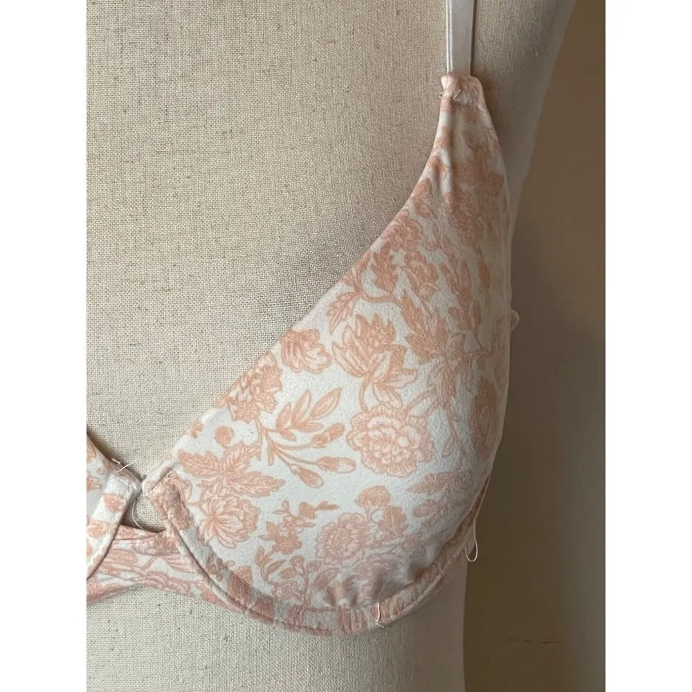 Lucky Brand‎ Pink And White Floral Print Underwire Contour Cup Bra Size 38C - Image 6