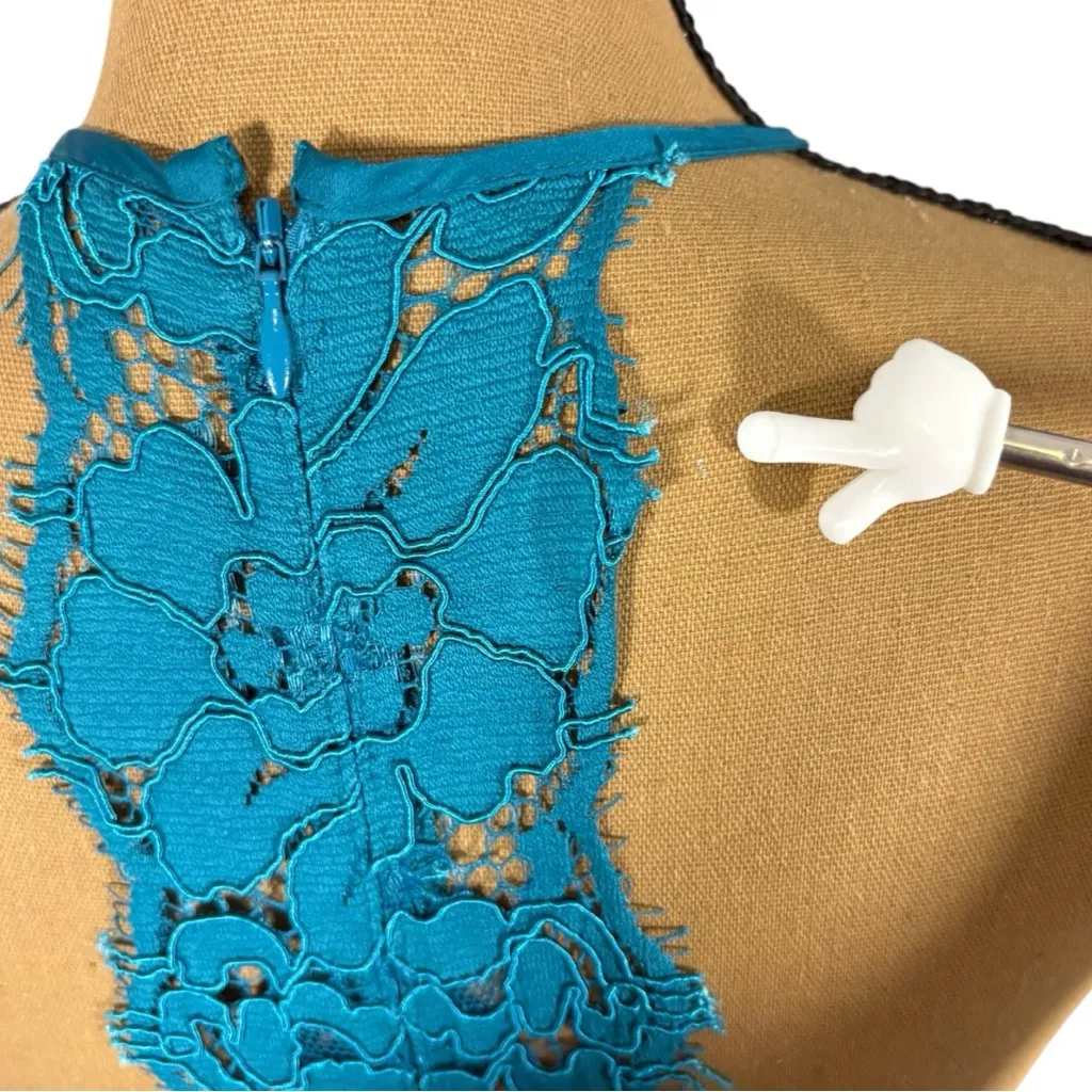 Anthropologie Hutch Lace Sheath Cocktail Dress Women’s Small Teal Halter Neck Blue - Image 9