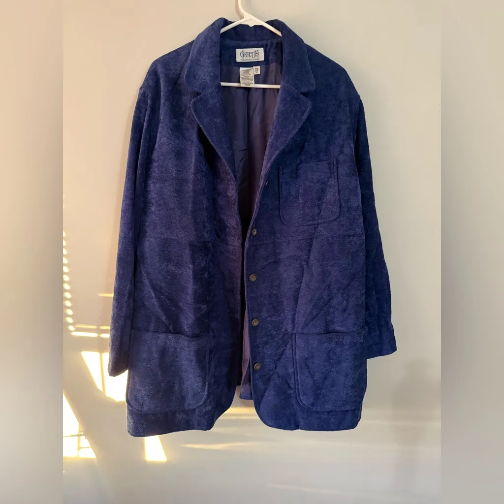 Spiegel VTG Elements Corduroy Jacket Button Down Suede Navy Blue Hippie Boho Size 2X - Image 2