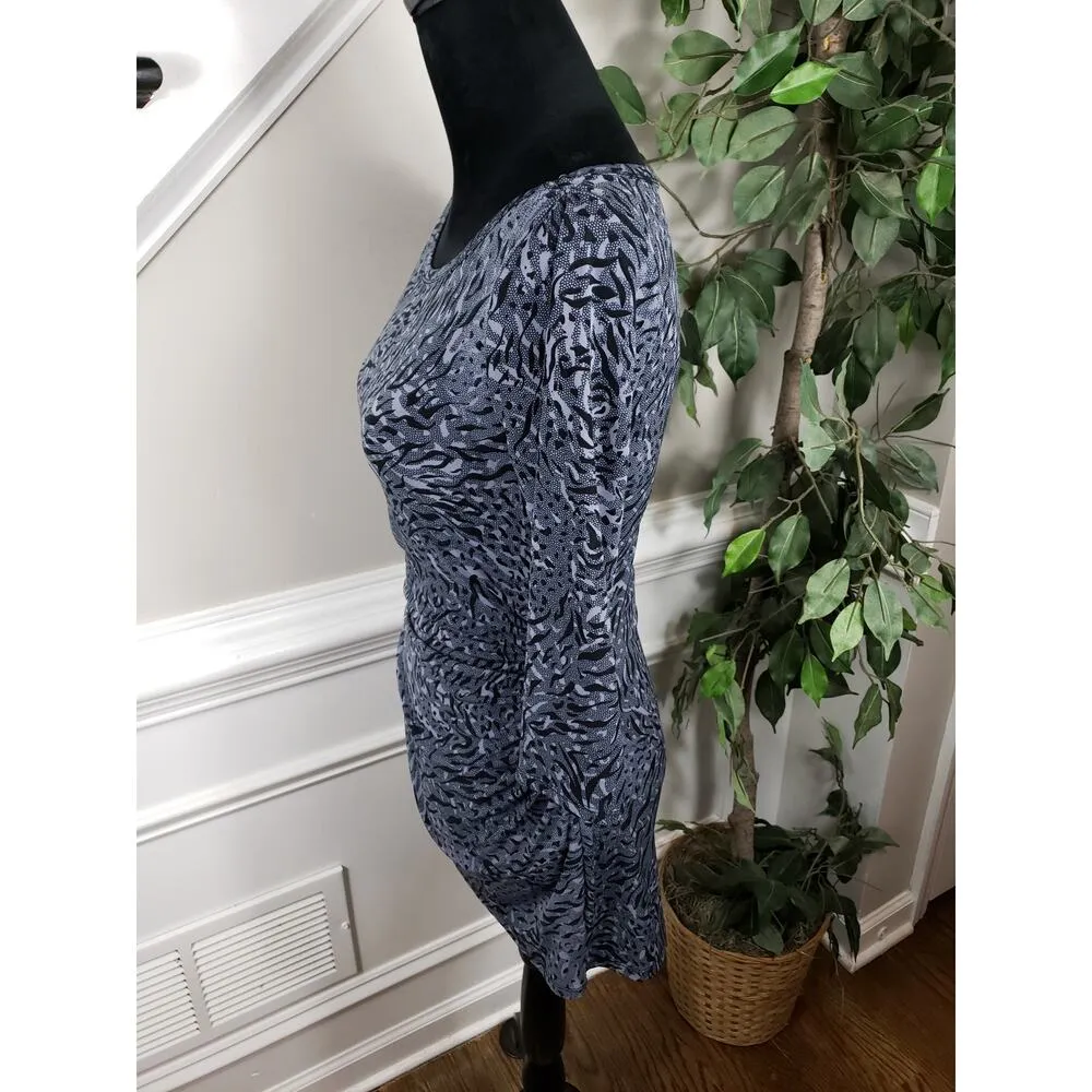 Slim Fabulous Tunic Top Women M Black Gray Animal Lace Print Stretch Fit Size M - Image 5