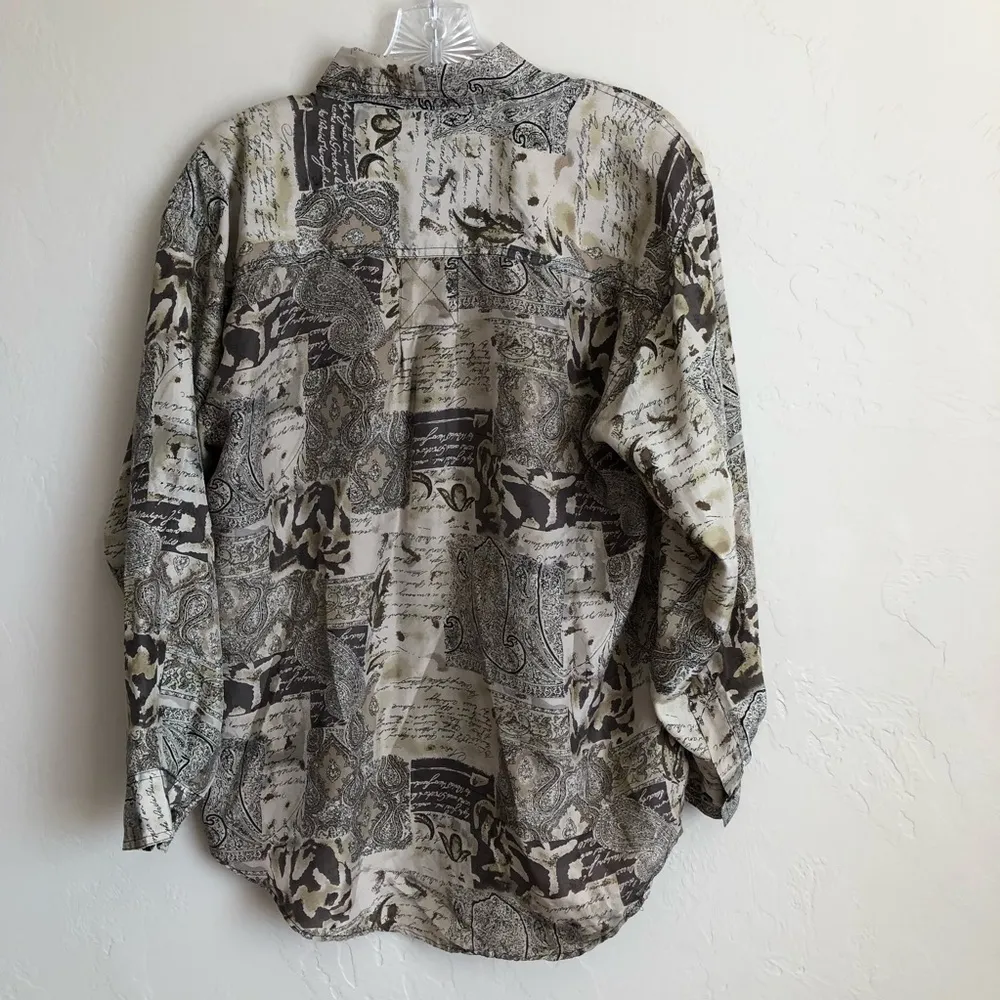 Whistles Vintage Compagnie 100% Silk‎ Button Down Top Black - Image 4