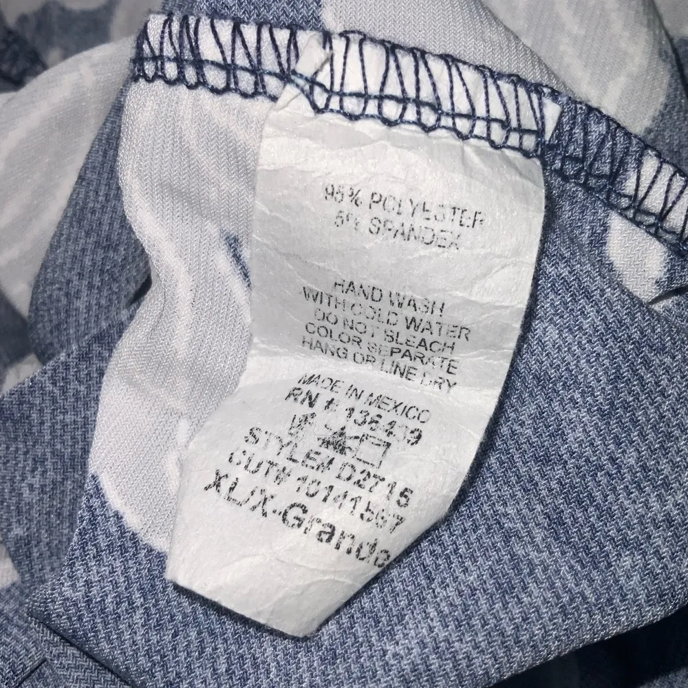 SJS Floral Blue and White Short Ruffle Sleeve Tie Front Shift Casual Dress XL - Image 10