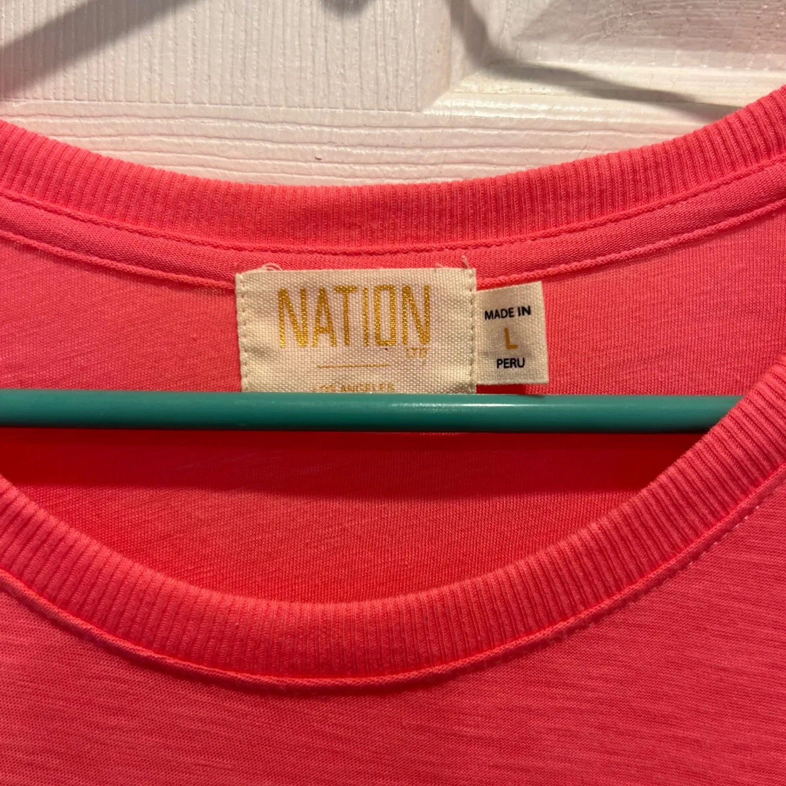 Nation‎ LTD Elliot Ruffle Dress Women's Large Coral Pink Pima Cotton - Image 2