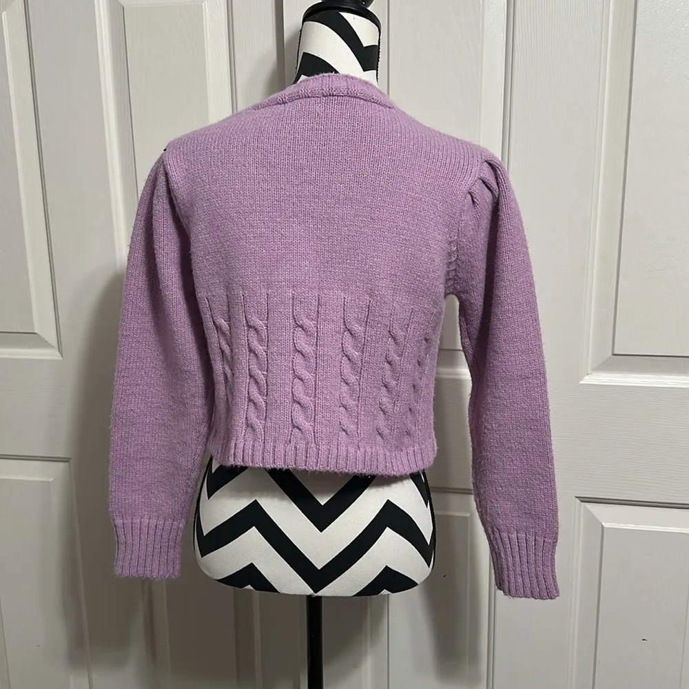 TULAROSA Tawnie Lavender Cable Knit Women's Cardigan Sweater - Image 3