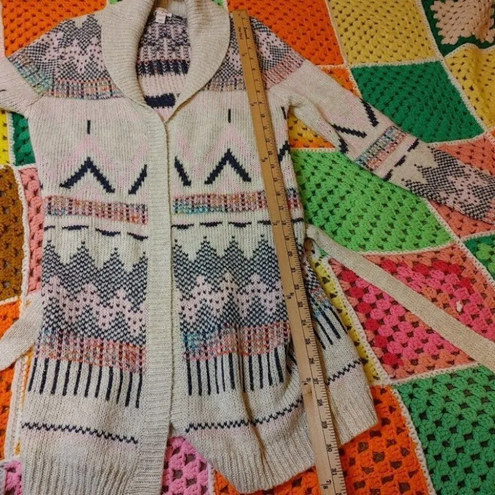 Cat and Jack Pink Blue Open Tie Cardigan Size XL Juniors 14/18 Abstract Print - Image 9