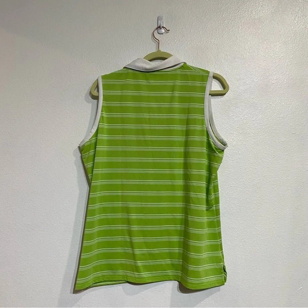 Under Armour Green Striped Paradise Valley Sleeveless Polo Tank Sz XL - Image 11