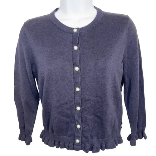 KARL LAGERFELD PARIS Black Lightweight Cardigan Pearl Buttons Lace Back NWT‎ XS - Image 2