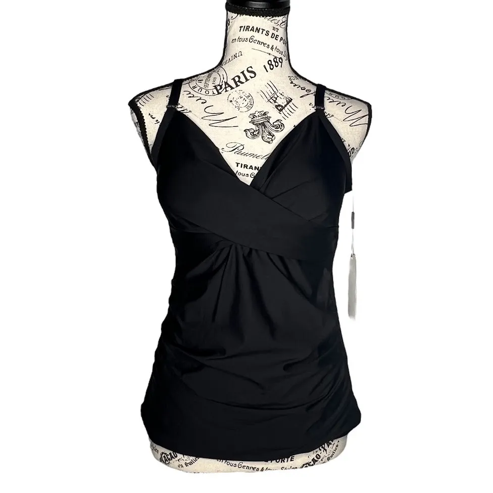 Calvin Klein LARGE Black Tankini Twist Front 4-Way Stretch 50+ SPF Swim Suit - Image 2