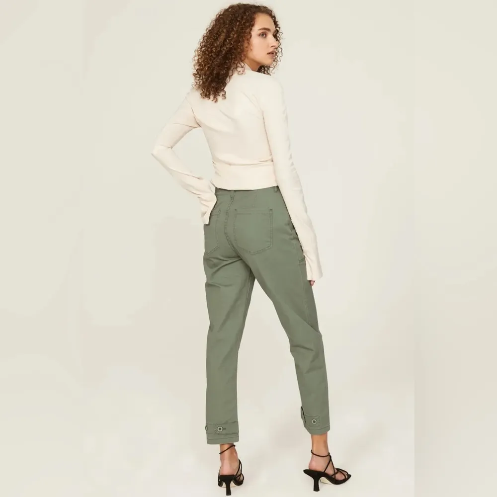 Pistola Tammy High Rise Trouser Utilitarian Button Fly Pants Colonel Army Green - Image 5