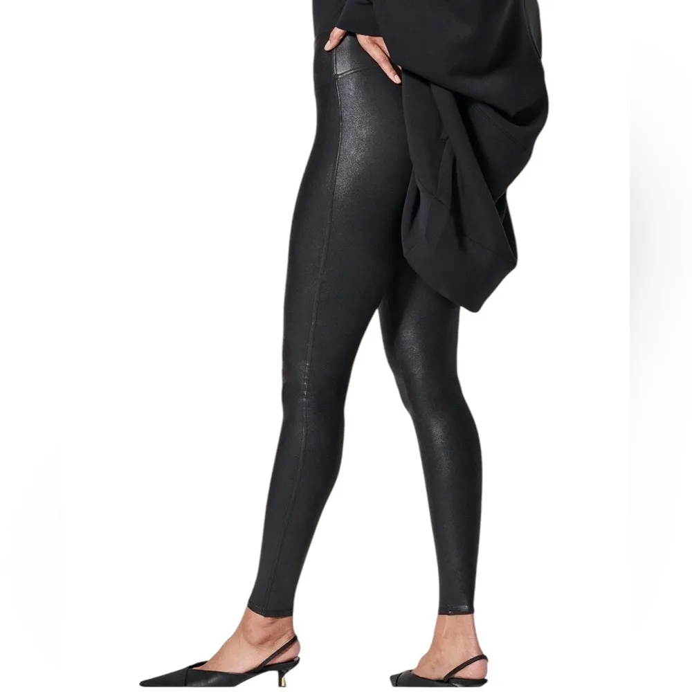 SPANX Faux Leather High Waisted Leggings Black Size M - Image 2