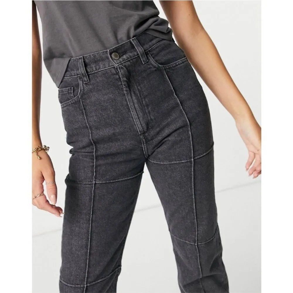& Other Stories Crawford High Waisted Straight Leg Patchwork Jeans Washed Black - Image 4