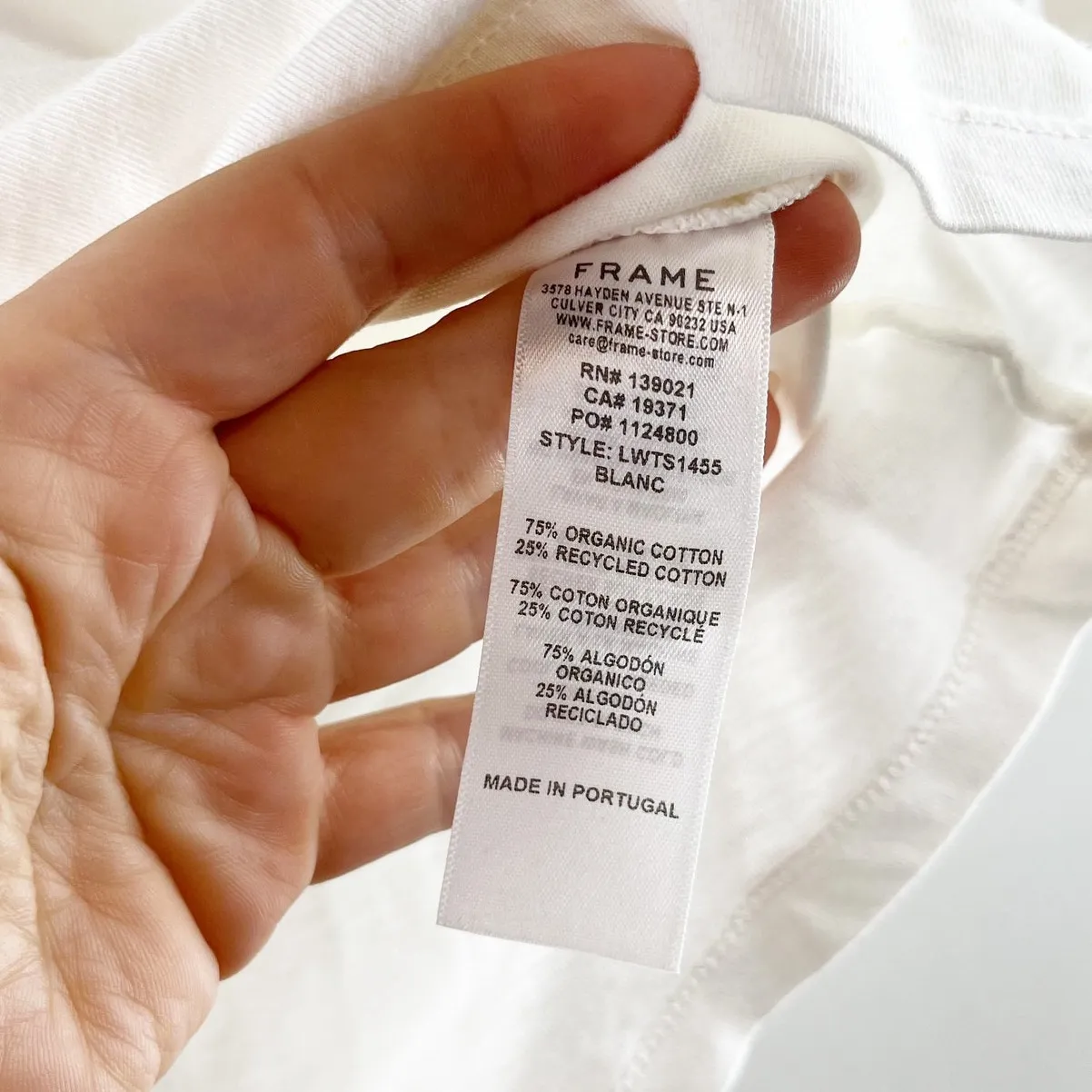 Frame Square Neck Cotton Puff Short Sleeve T-Shirt Top White Small - Image 6