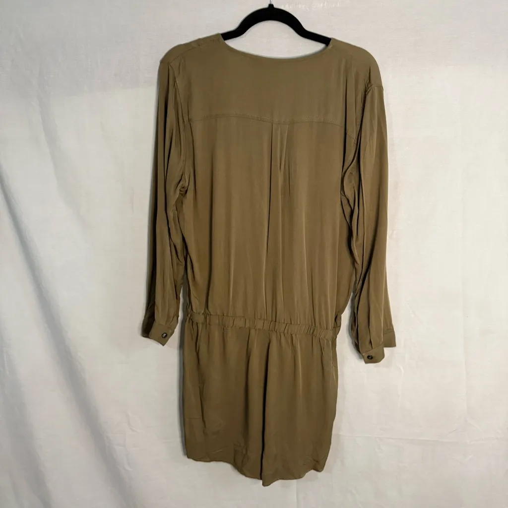 American Apparel Women Large Army Viscose 3/4‎ Sleeve Crossfront Romper Comfy - Image 6