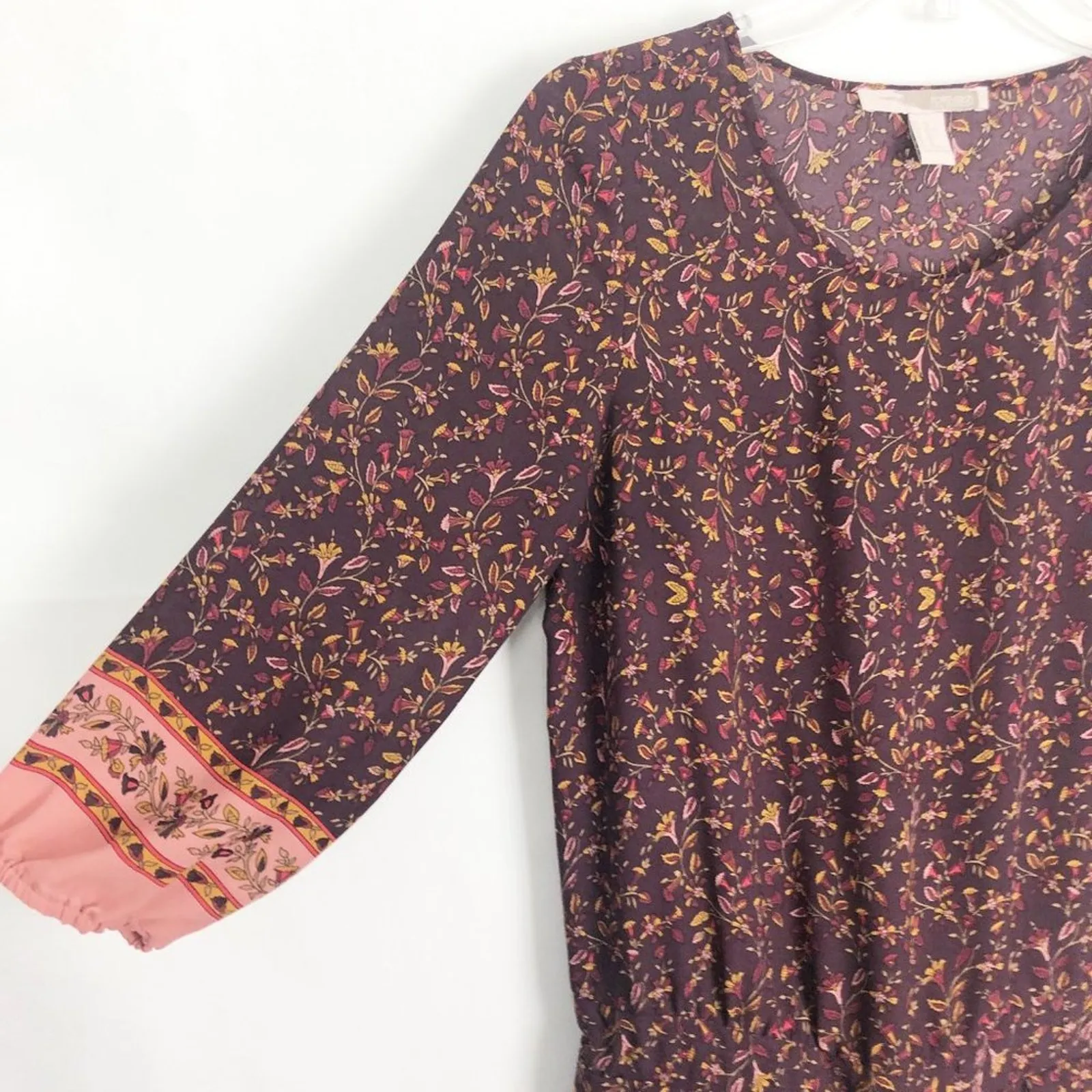 Forever 21 Boho Long Sleeve Floral Low Waist Dress Size XS - Image 5