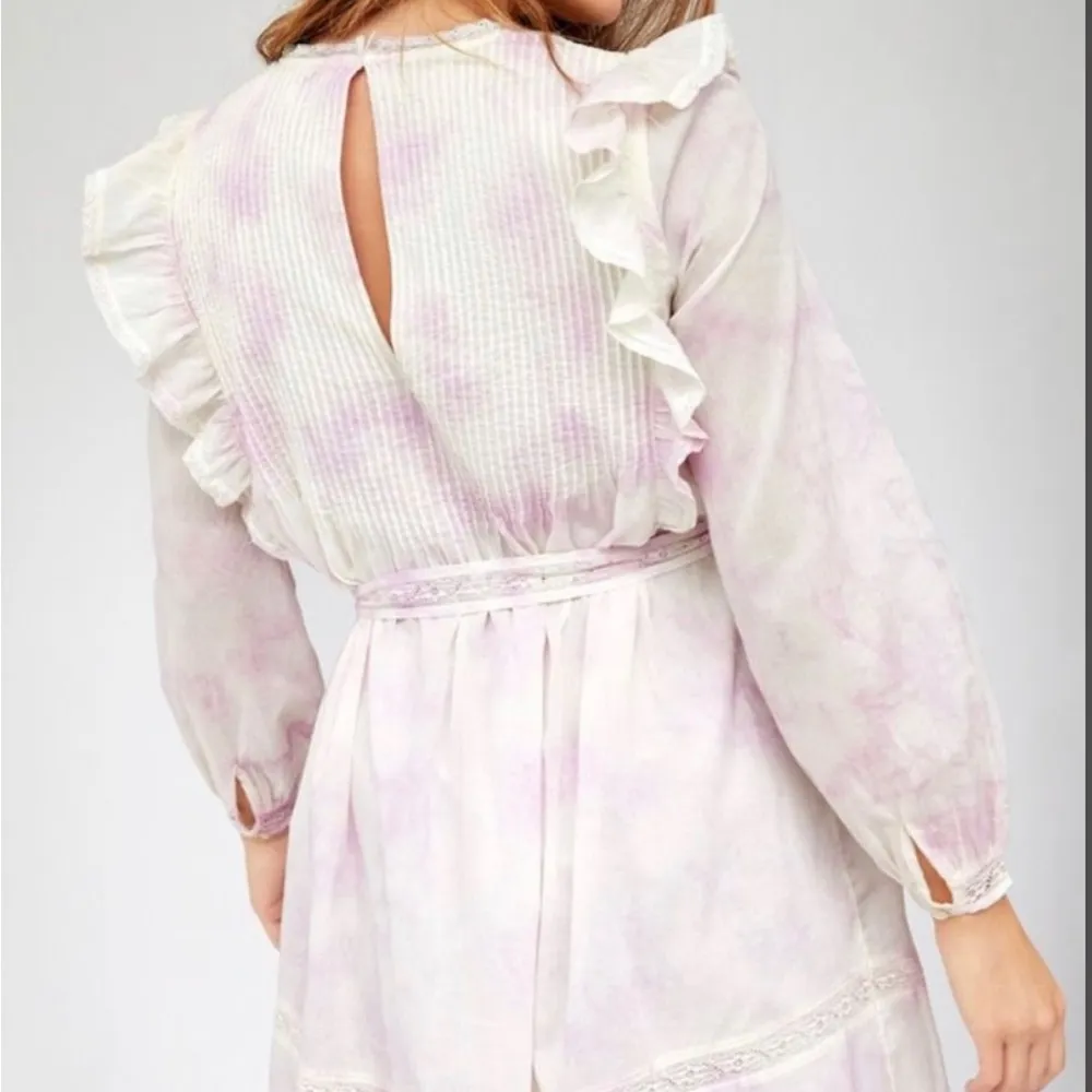 Aritzia Wilfred la boheme Elia Ruffled Tie Dye Prairie Mini Dress Size Medium - Image 4