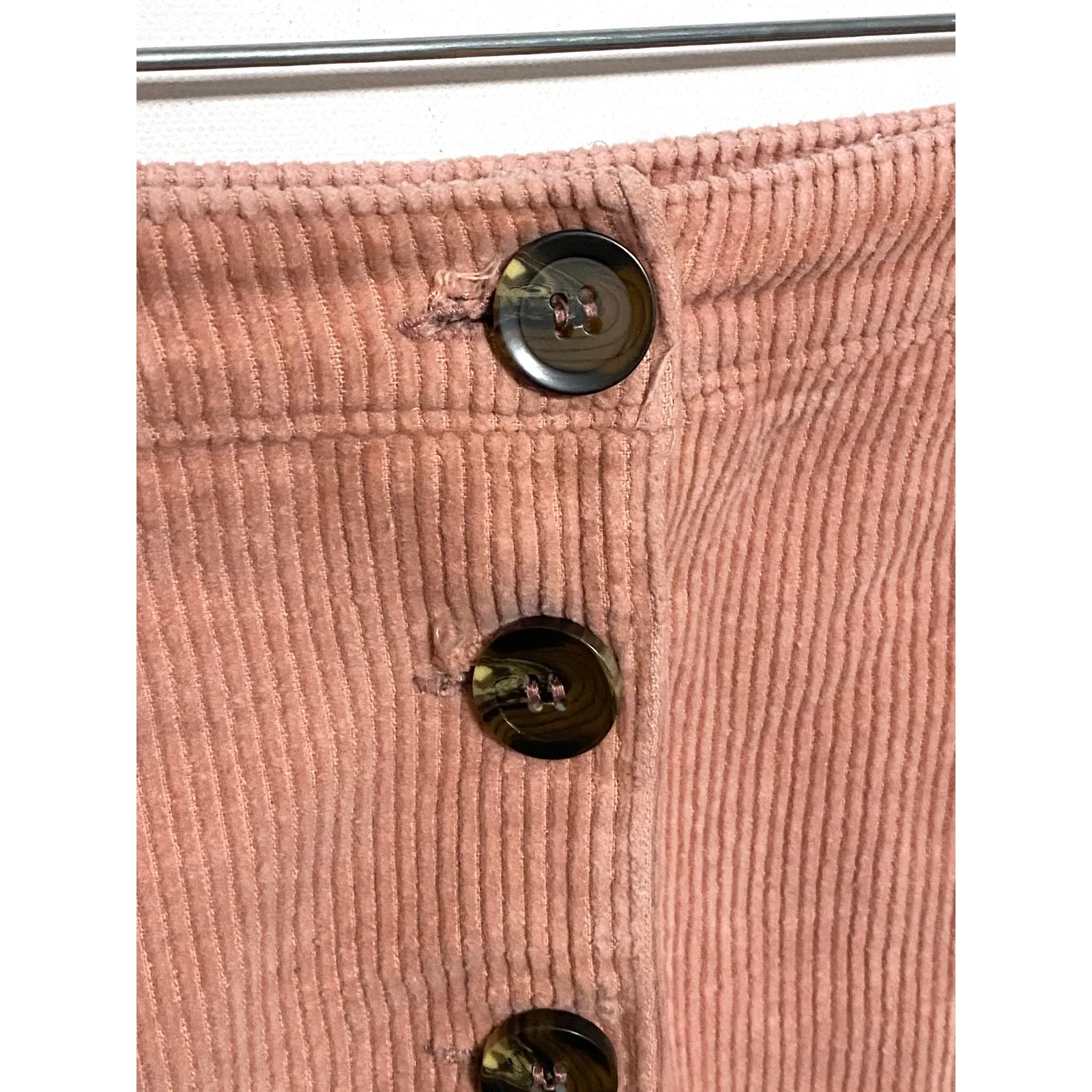 Chloe & Katie Corduroy Mini Skirt M Button Front Pockets Boho Feminine Soft Girl Pink Size M - Image 3