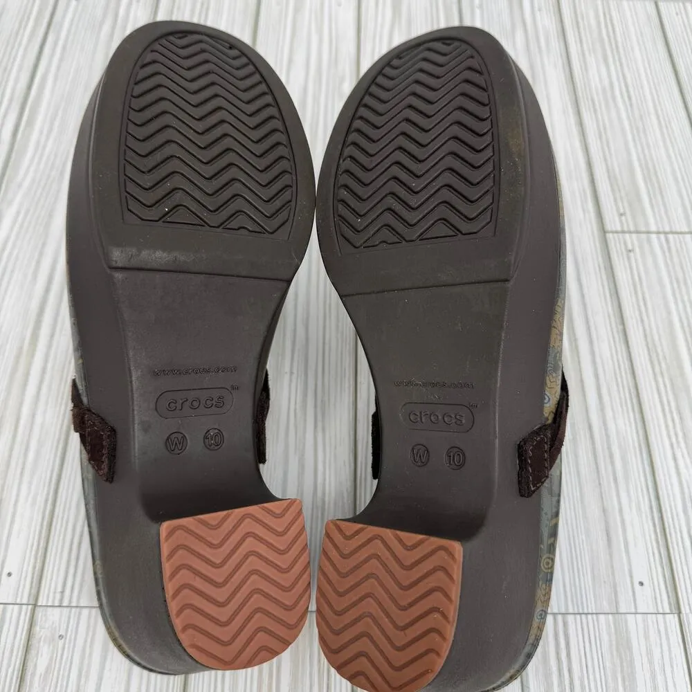 Crocs Sarah shoes women's 10 mules clogs slip on floral braided heeled comfort - Image 7