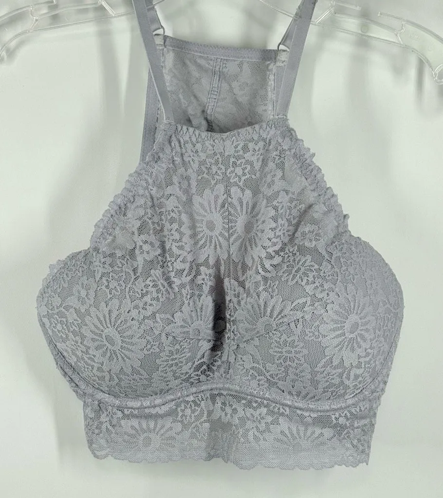 Pink Victoria’s Secret halter style lace padded bralette size medium Blue - Image 1