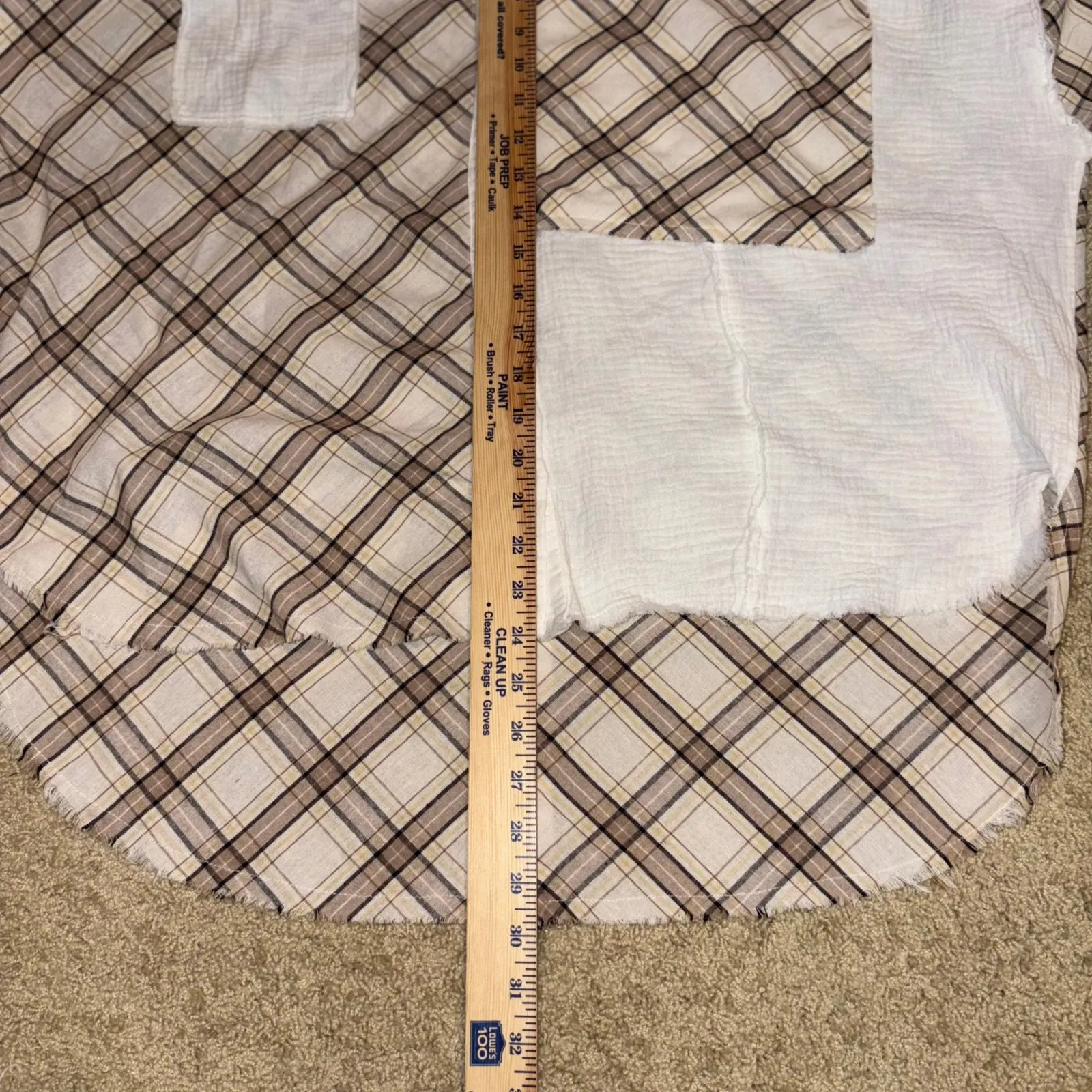 POL  Plaid Button-Up Top Raw Hem gauzy‎ oversized Patchwork Shirt Small - Image 8