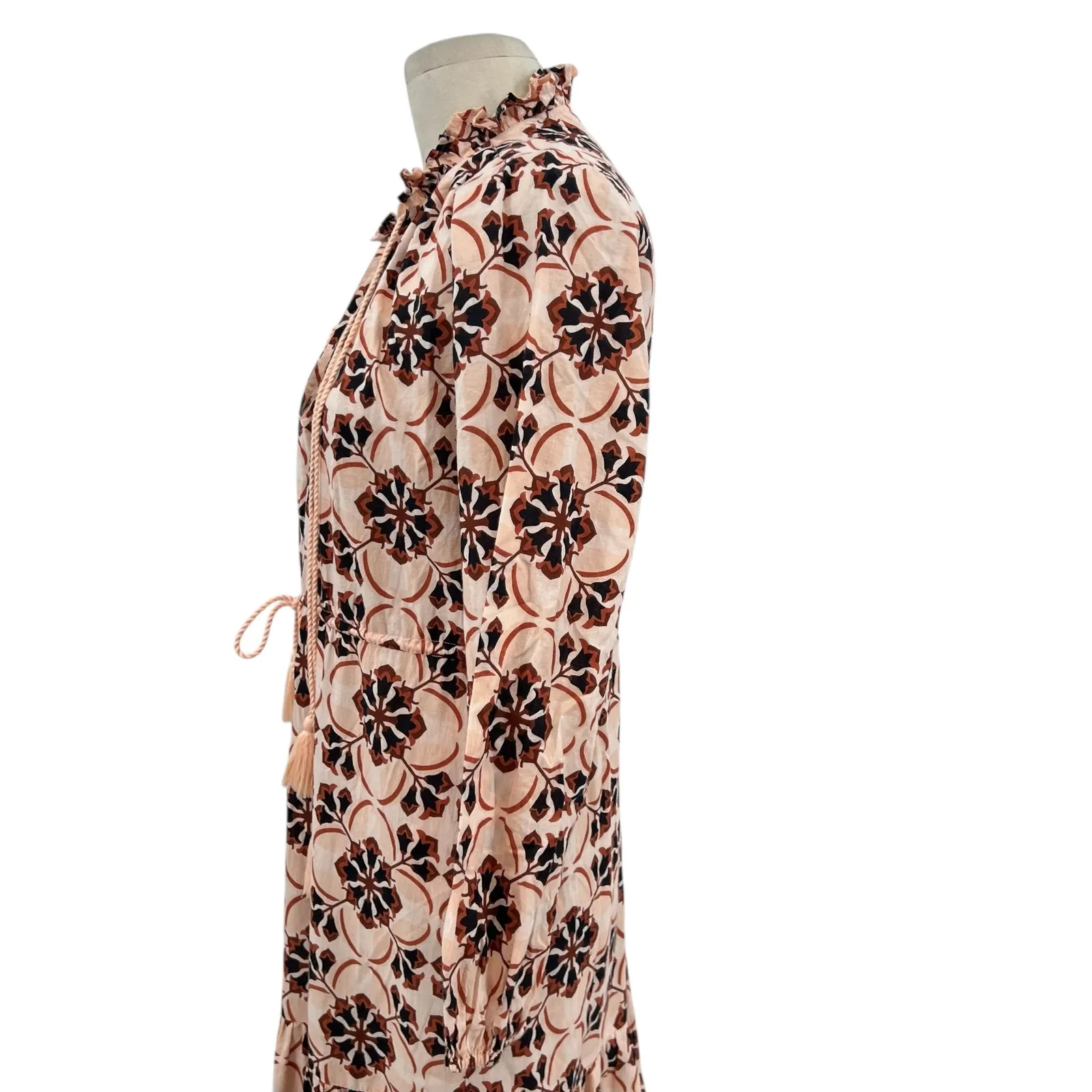 Mille Resort‎ Astrid Dress Sayulita Print Geometric Mosaic Cotton Pink Size XS - Image 9