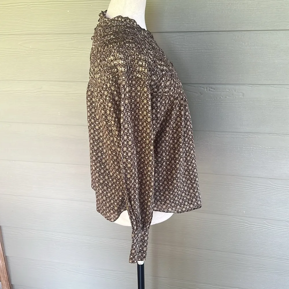 Rebecca Taylor Ruched Neck Floral Top - Image 9