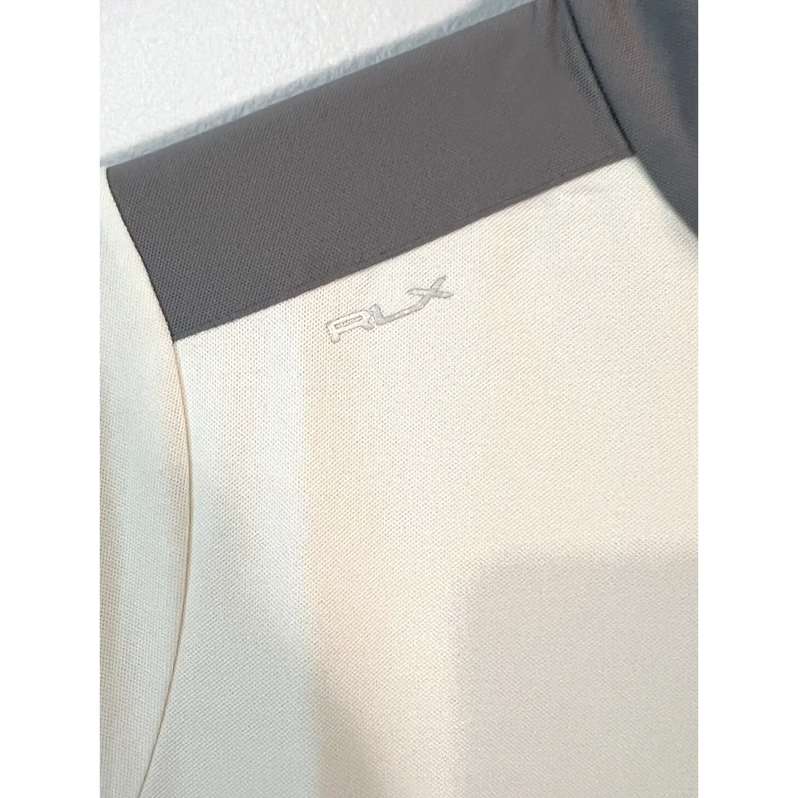 RALPH LAUREN Womens Top Size L Cream Gray Short Sleeve Zip RLX Golf Tennis NWT Size L - Image 7