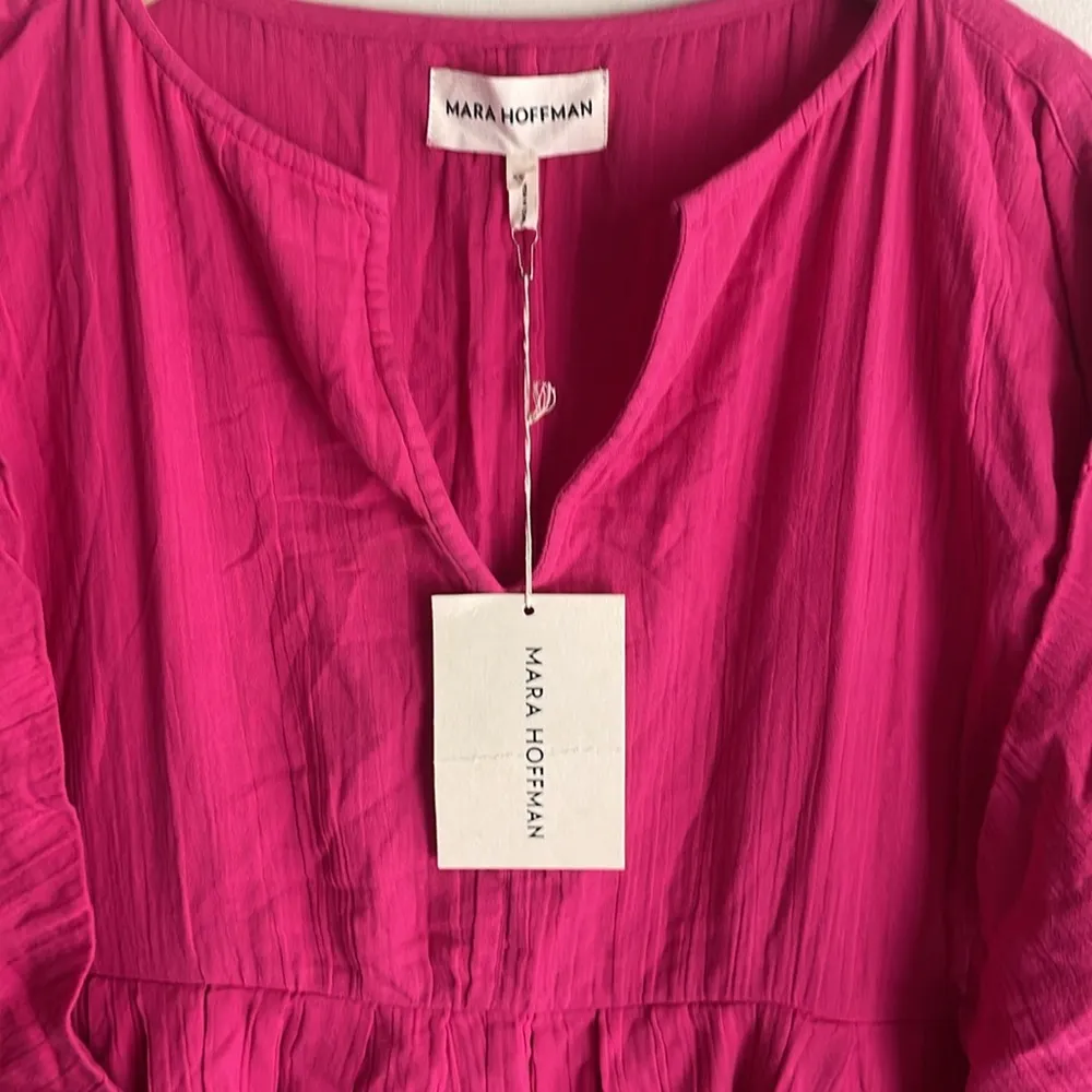 Mara Hoffman Chloe Pleated Cotton-gauze Midi Dress Raspberry - Image 7