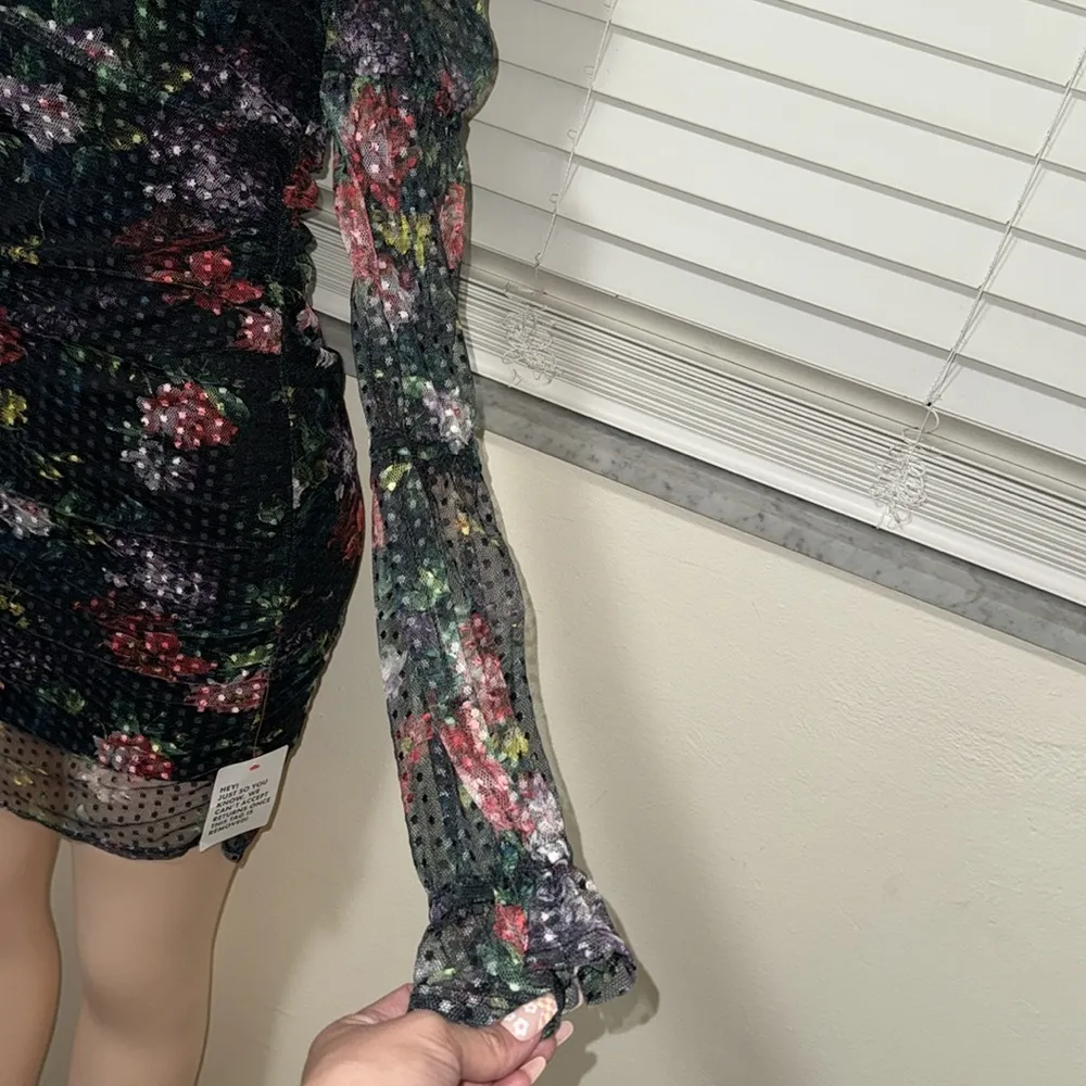 ASOS NEW Long Sleeve Flower Mini Dress - Image 5