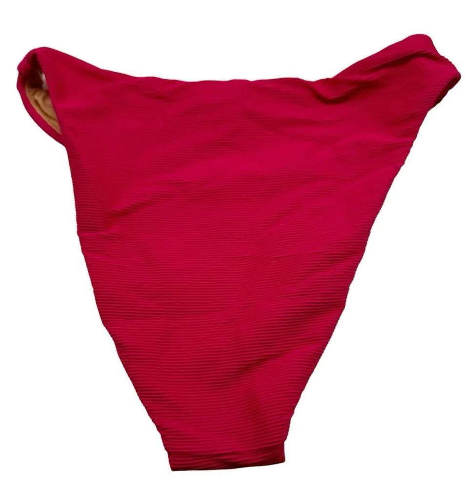 NWT J. Crew Dark Pink High Rise Ribbed Cheeky Bikini Bottom Size Small - Image 2