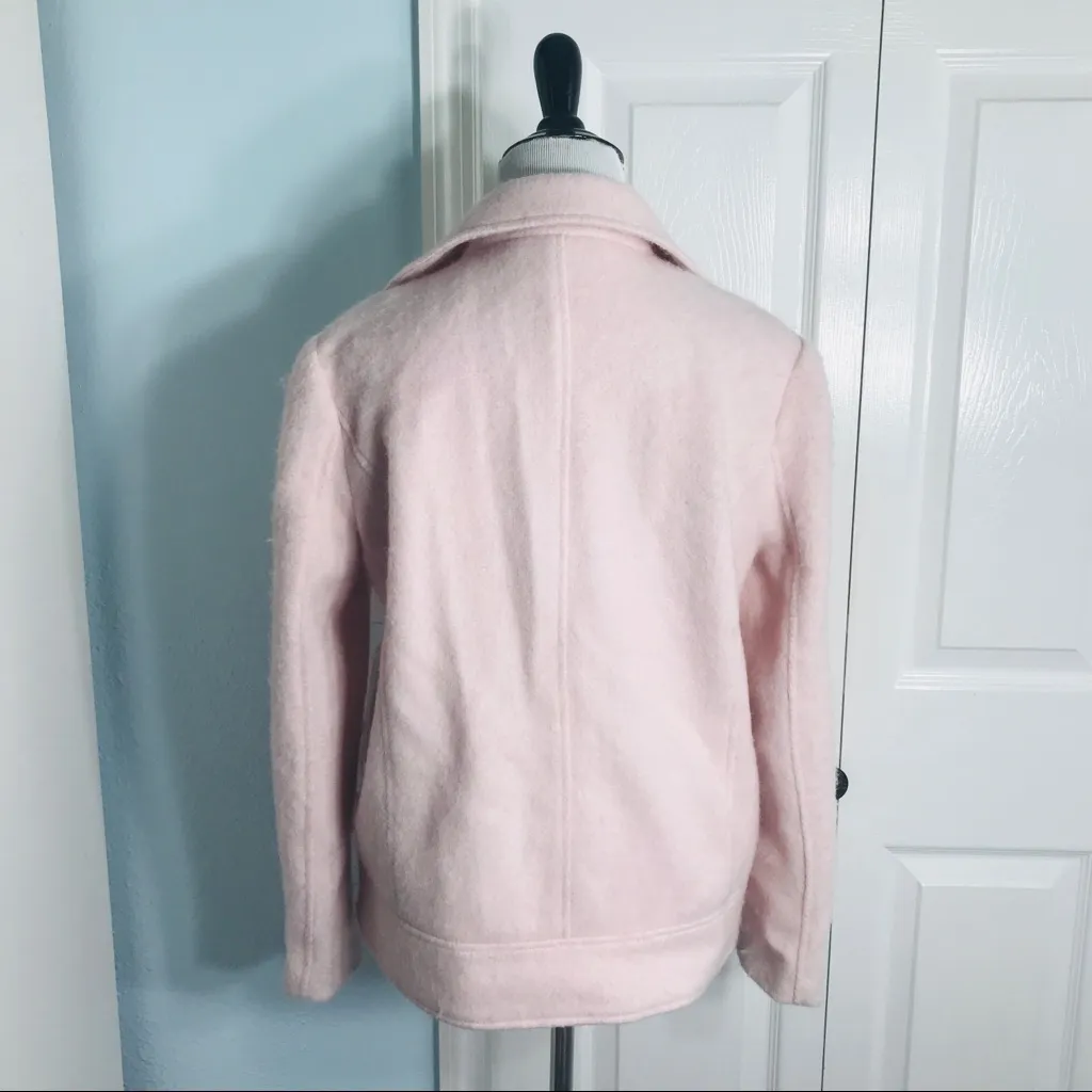BB Dakota Pastel Pink Fuzzy Moto Jacket Size Small Wool Tencel Blend - Image 6
