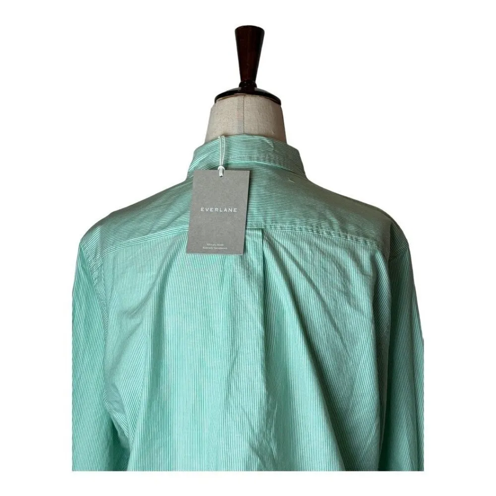 Everlane Mint Green And White Striped Cotton The Relaxed Oxford Shirt Size 4 NWT - Image 7
