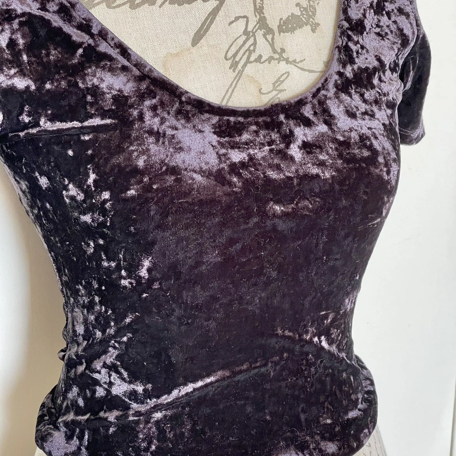 Bear Dance Womens Blouse Top Sz Medium Whimsigoth Y2K 90s Boho Velvet Crushed - Image 8