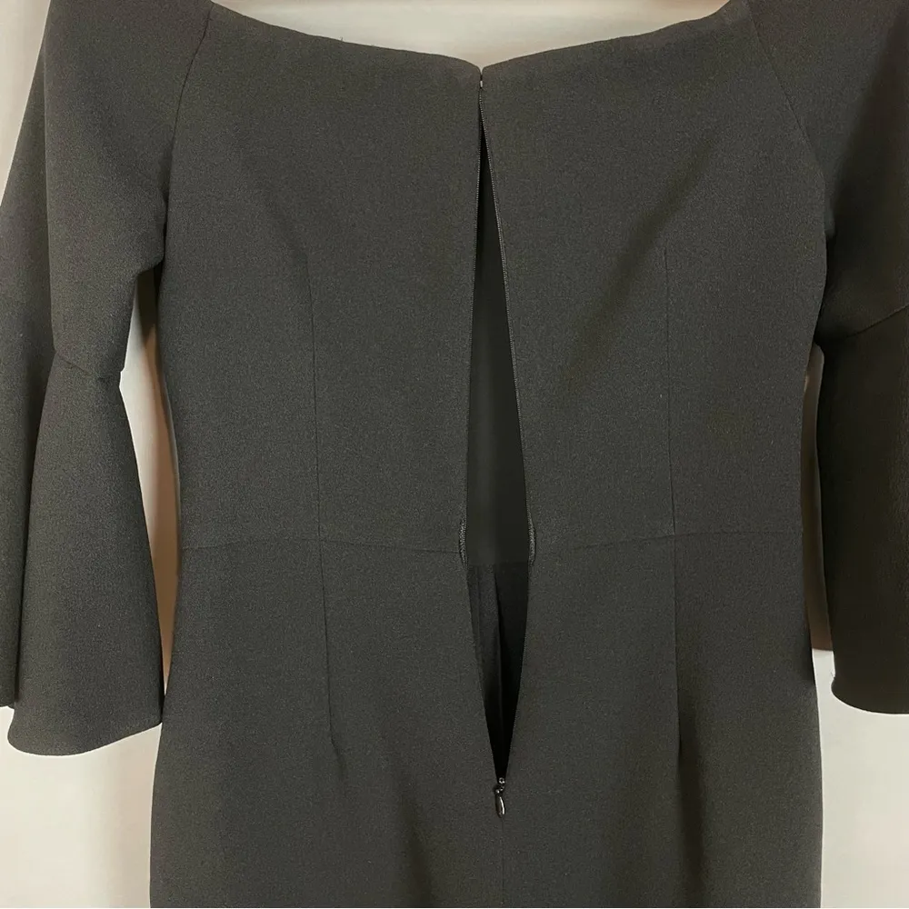 Eliza J Jumpsuit Bell 3/4 Sleeve Off-The Shoulders NO Belt Size 2 Black Dramatic - Image 14